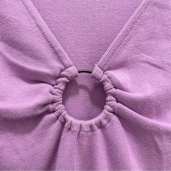 Free People Key to my Heart Lilac Cropped Long Sleeve Top Large - Picture 5 of 8